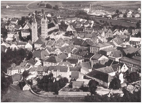 Moosburg, Ausschnitt Luftaufnahme um 1910
