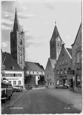 Postkarte Moosburg, Stadtplatz in den 1960ern