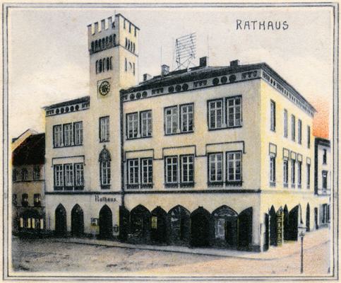 Moosburg Rathaus, Ausschnitt Postkarte 24.09.1885