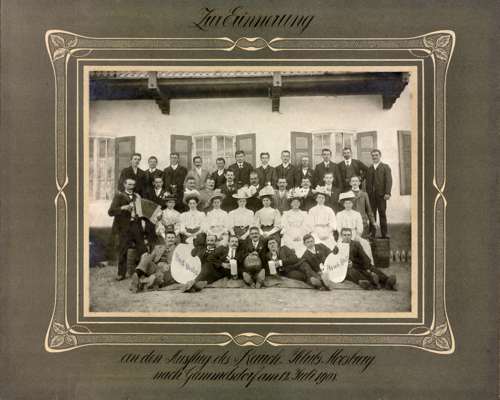 Zur Erinnerung an den Ausflug des Rauch-Klubs Moosburg nach Gammelsdorf am 12. Juli 1908
