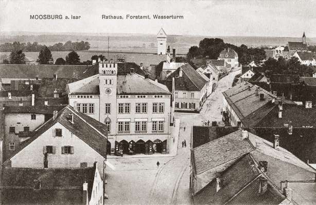 Blick vom Johannisturm zum Rathaus, 1909