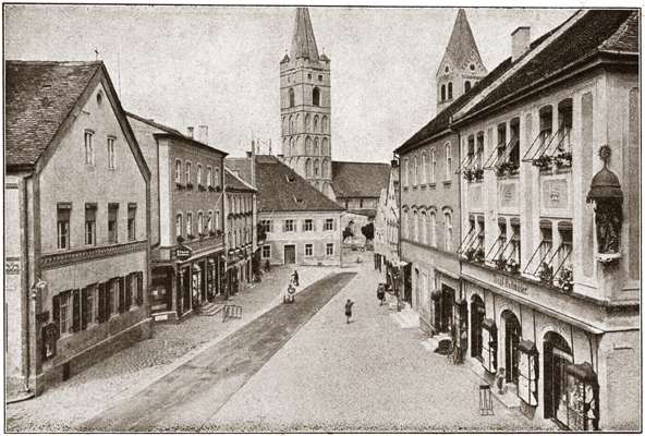 Marktplatz, heute Stadtplatz, Postkarte Ende der 1920er