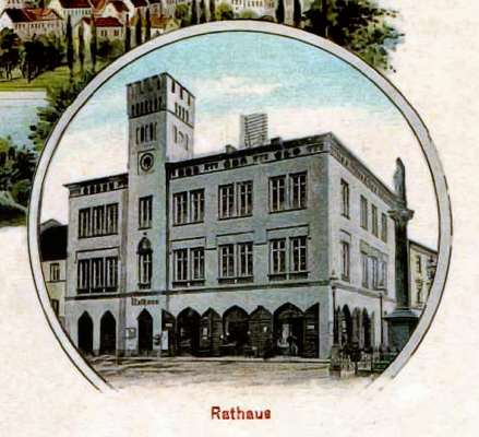 Moosburg Rathaus, Ausschnitt Postkarte von 1908