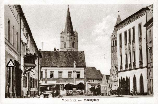 Moosburg, Oberer Marktplatz, Postkarte 22.08.1933