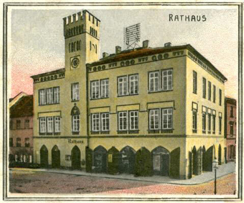 Moosburg Rathaus, Ausschnitt Postkarte 21.01.1908