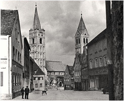 Ausschnitt Postkarte Moosburg, Stadtplatz 1940