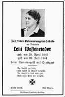 Sterbebildchen Leni Westenrieder, *1905 †1944