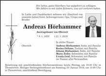 Todesanzeige Andreas Hrhammer, *08.01.1933 †21.01.2016