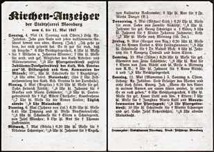 Kirchen-Anzeiger 4. bis 11. Mai 1947 der Stadtpfarrei Moosburg
