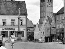 Moosburg Stadtplatz, Ausschnitt Postkarte Anfang 1950er