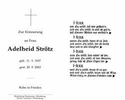 Sterbebildchen Adelheid Strtz, *1937 †2003