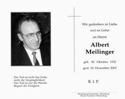 Sterbebildchen Albert Meilinger, *1932 †2005