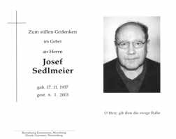 Sterbebildchen Josef Sedlmeier, *1937 †2003