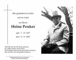 Sterbebildchen Heinz Peuker, *1935 †2001