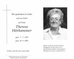 Sterbebildchen Therese Hrhammer, *1925 †2003